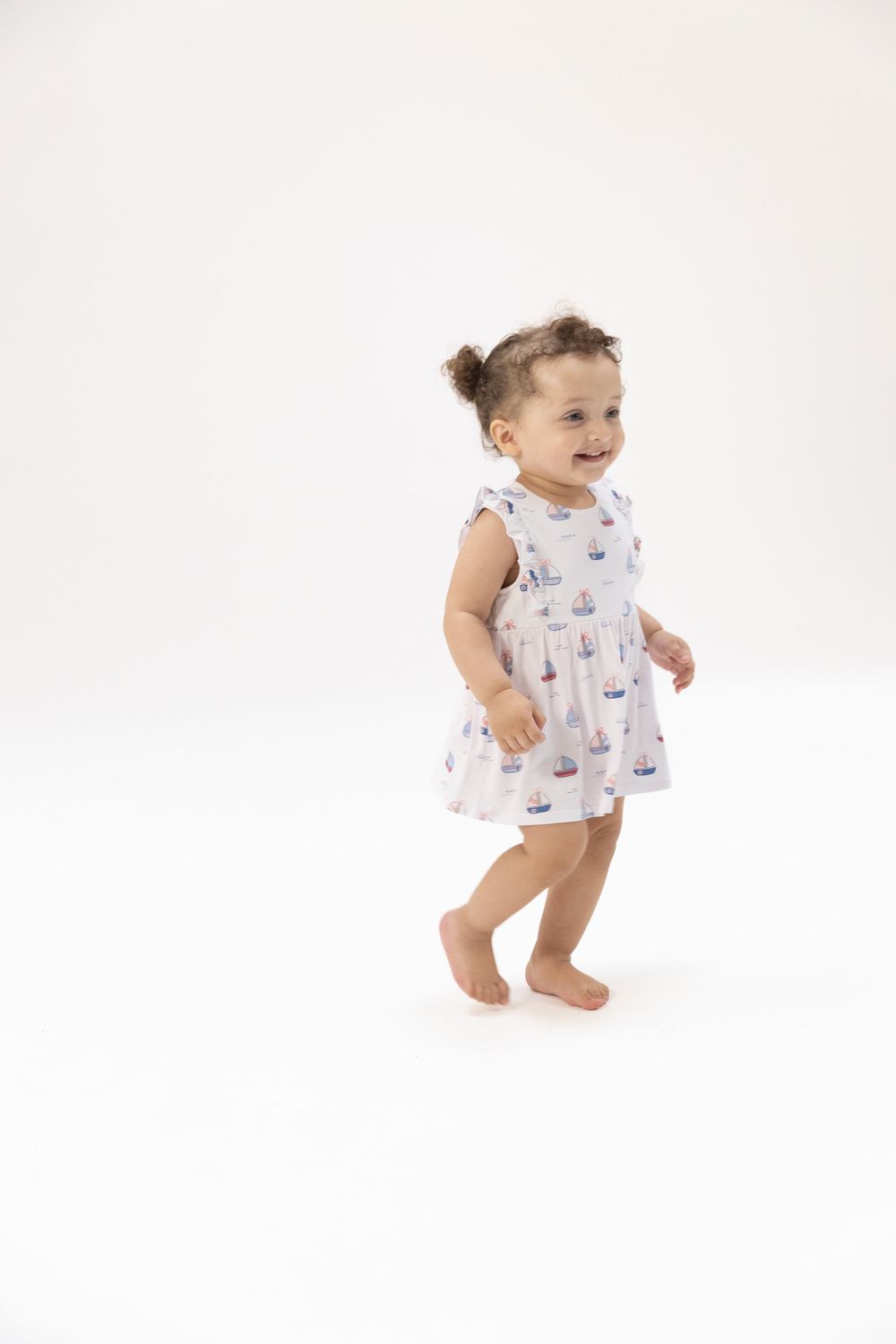 Bubbly Sailboats Pink - Ruffle Bodysuit Dress