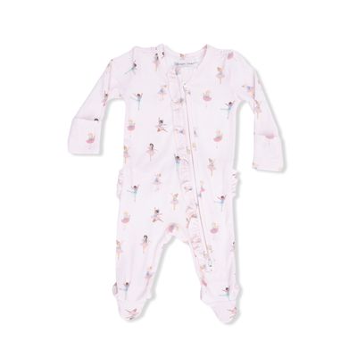 Petite Ballet  - 2 Way Ruffle Front Zipper Footie