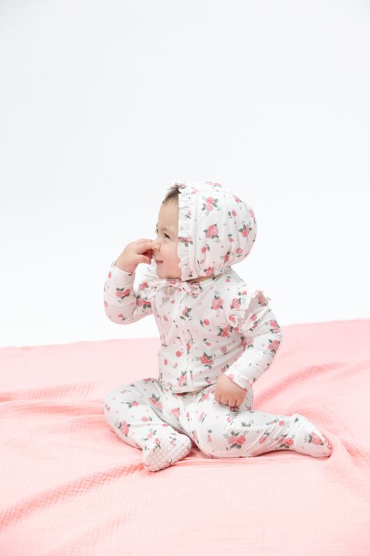 Pink Rosettes - Ruffle Bonnet