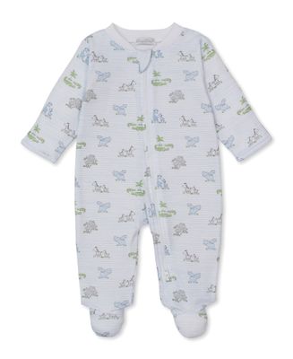 Safari Party Blue Print Zip Footie