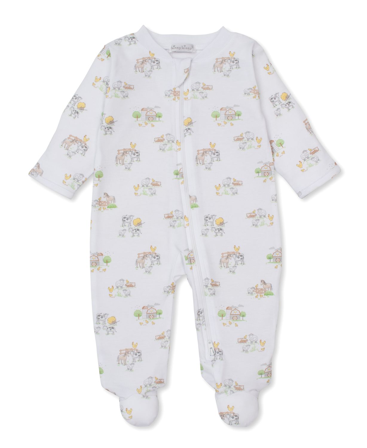 Fun on the Farm Print Zip Footie