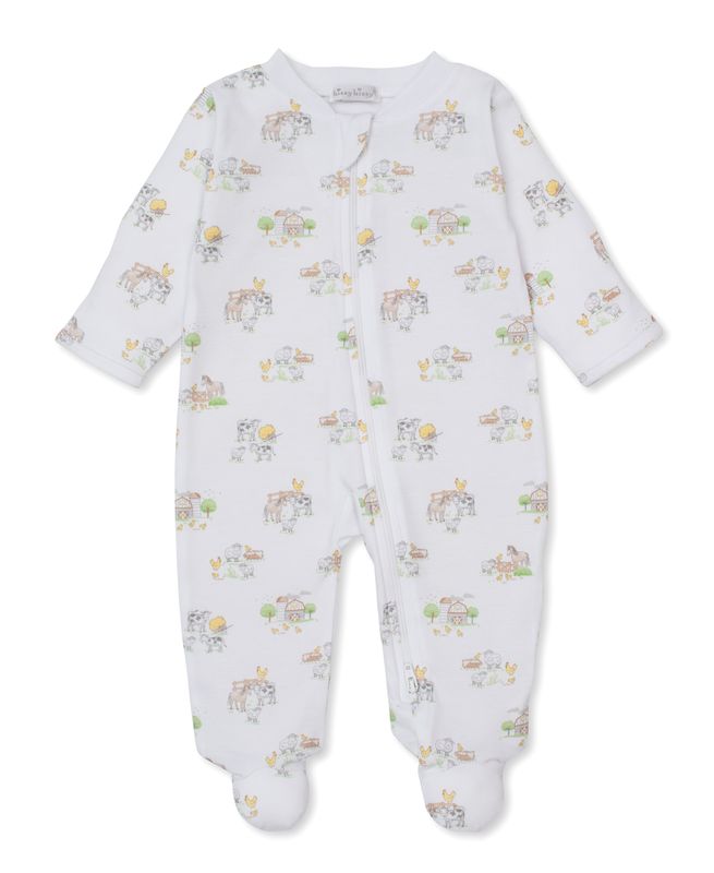 Fun on the Farm Print Zip Footie