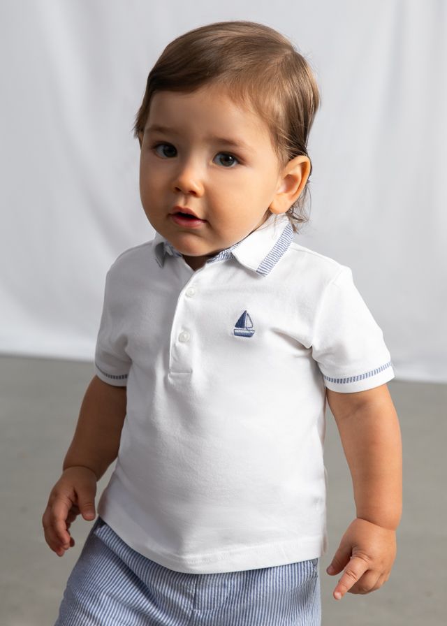 White Sailboat Embroidered Polo