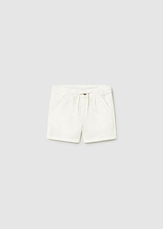 Cream Linen Bermuda Tie Short