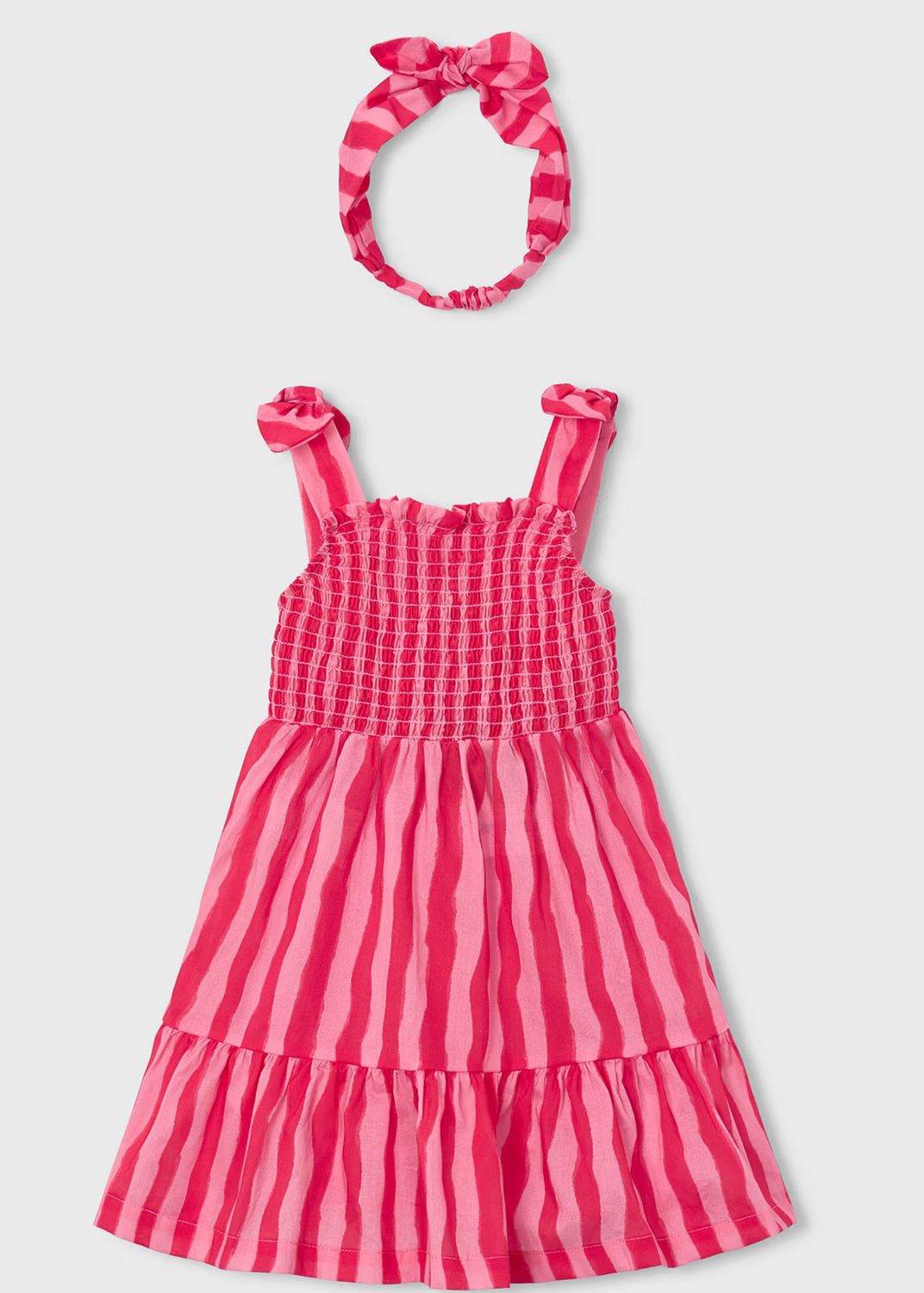 Smocked Poppy Tie Dress+Matching Headband