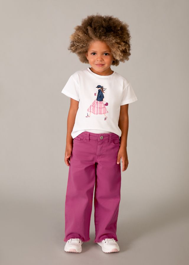 Petal Pink Wide Leg Twill Pants