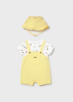 Sunny Yellow Jungle Dungaree+Hat Set