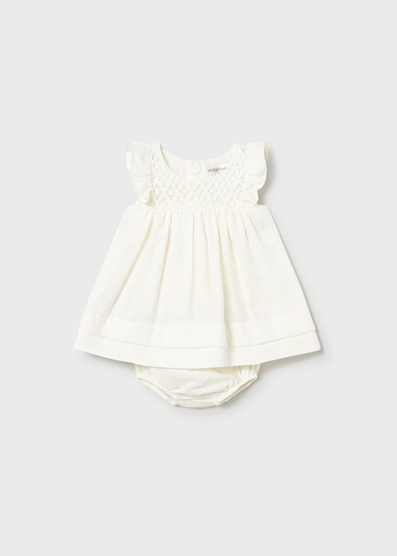White Crochet Top Dress+Diaper Cover
