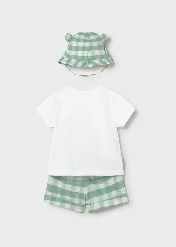 Green Checkered Turtle Short+Hat Set
