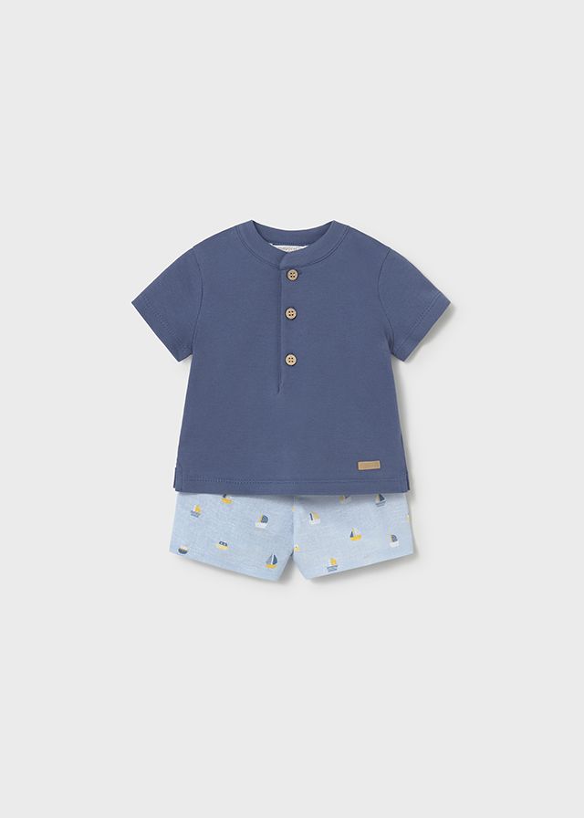 Sailing Shorts+Blue Henley Tee set