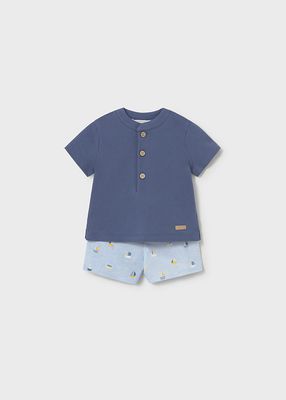 Sailing Shorts+Blue Henley Tee set