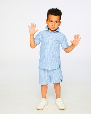 Stripe Chambray Short-sleeve Short