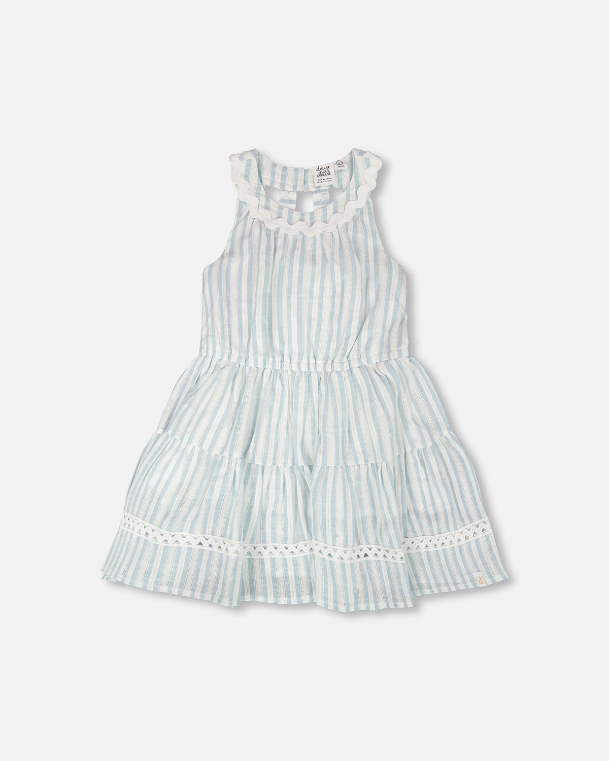 Light Blue Eyelet Stripes Dress