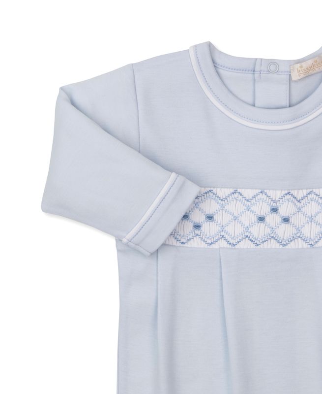 Summer Medley Lt Blue Hand Smocked Footie