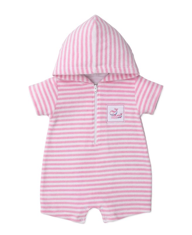 Whale Pods Pink Terry Hooded Romper