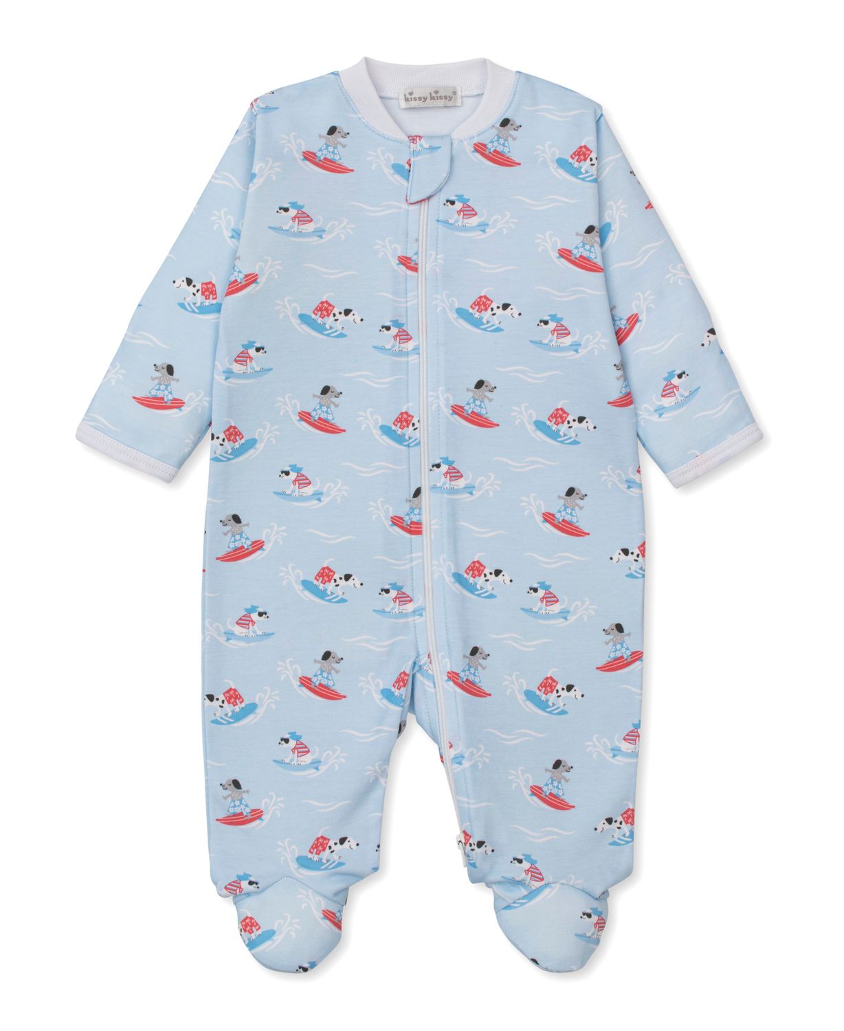 Beach Pups Print Zip Footie