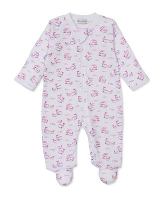 Whale Pods Pink Print Zip Footie