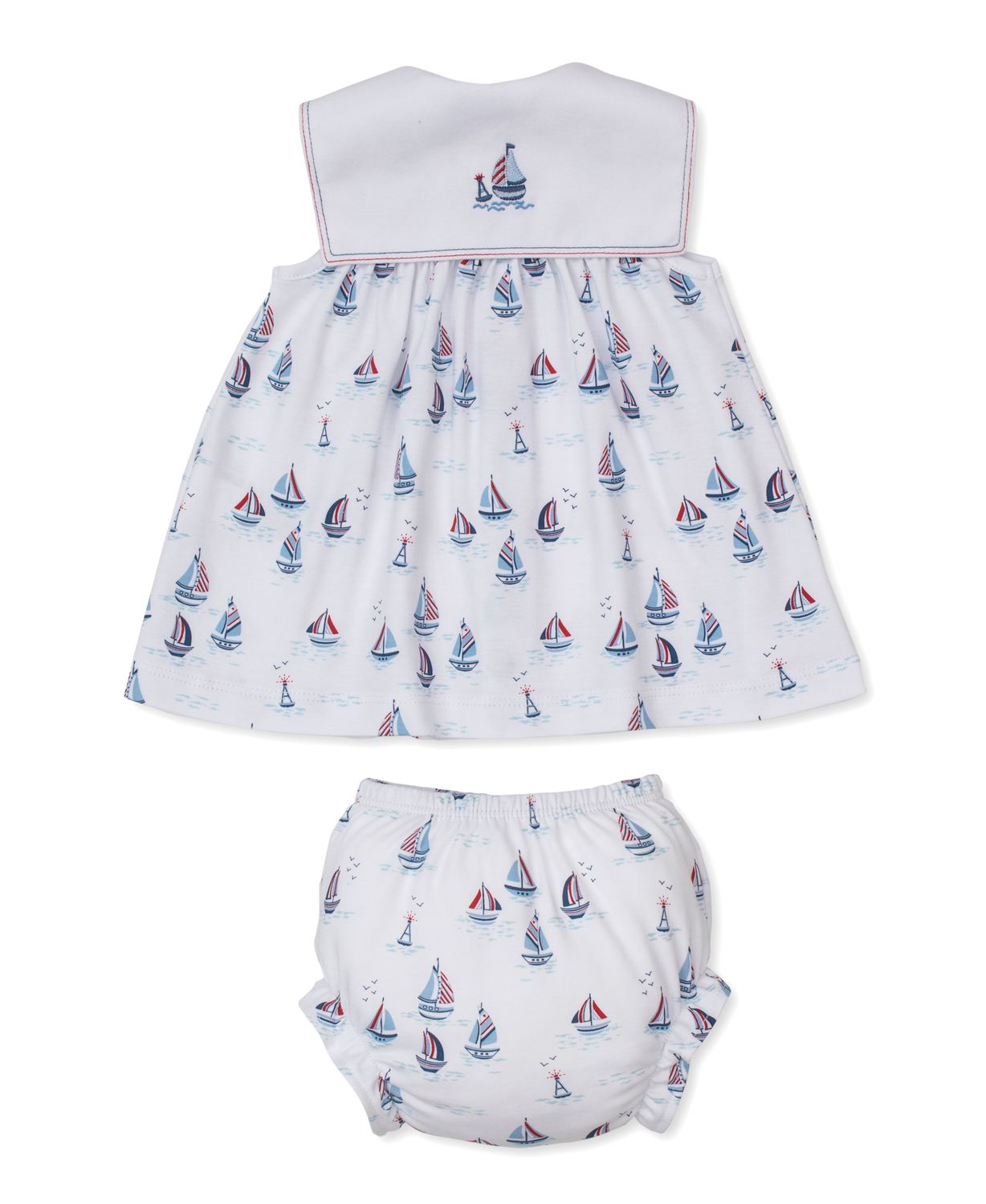 Red,White,+Blue Regatta Print Dress, Size: 0-3M