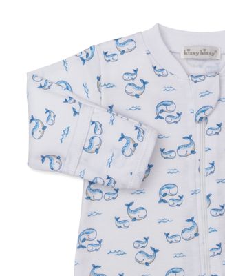 Whale Pods Blue Print Zip Footie