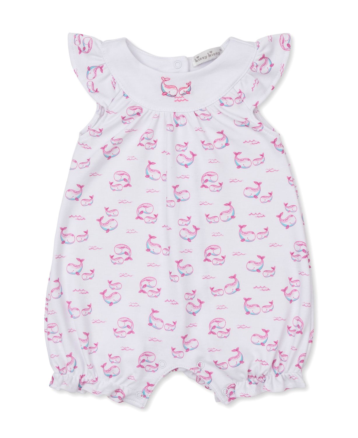 Whale Pods Pink Print Short Playsuit