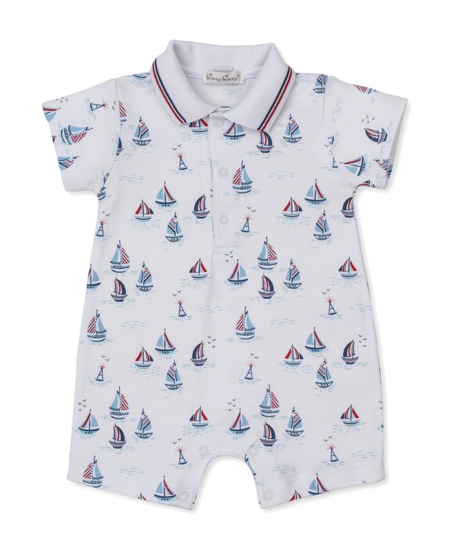 Red,White,+Blue Regatta Print Short Playsuit