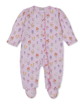 Summer Wildflowers Pink Print Zip Footie