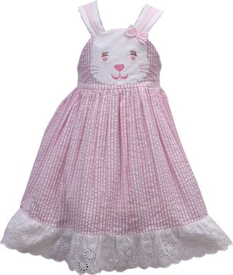 Pink Seersucker Bunny Ears Easter Dress