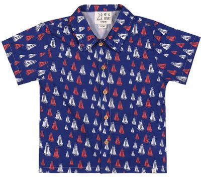 Red+White+Blue Sailboats Woven Shirt
