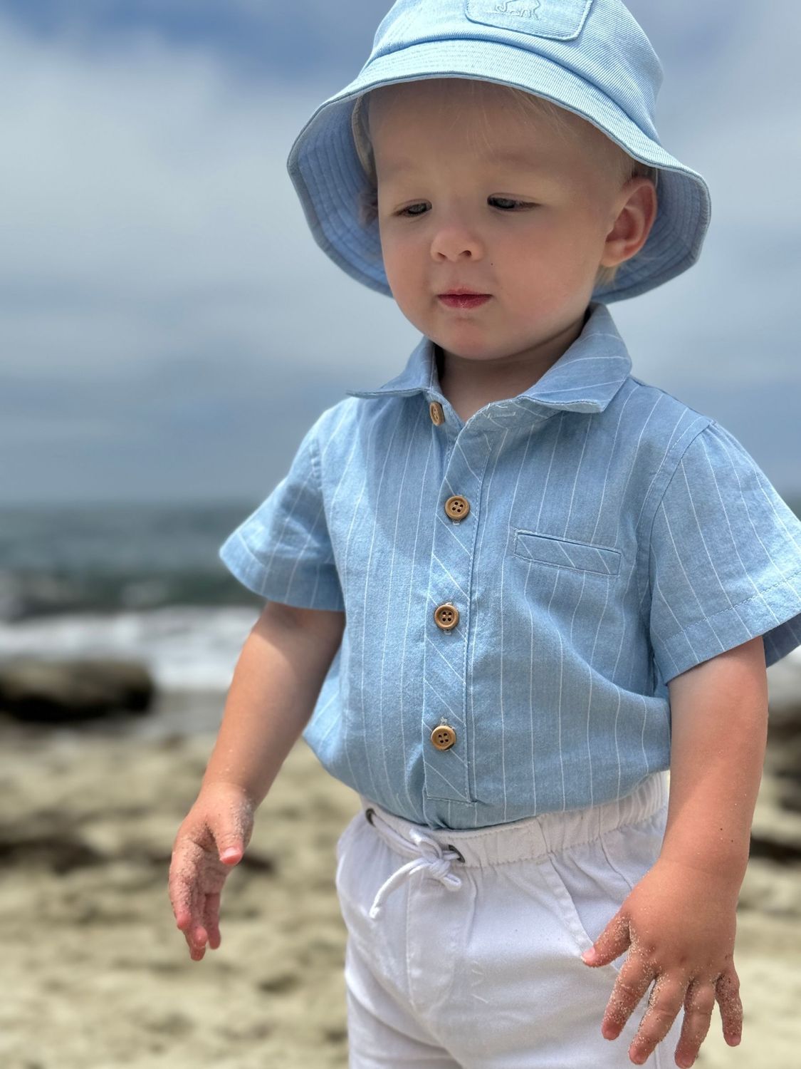 Chambray Stripe Helford Woven Onesie