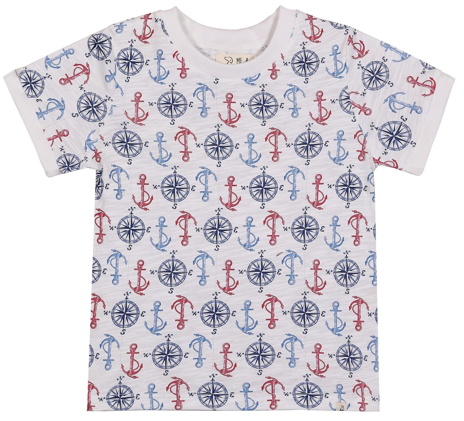 Red+White+Blue Anchors All Over Printed Tee