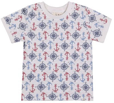 Red+White+Blue Anchors All Over Printed Tee