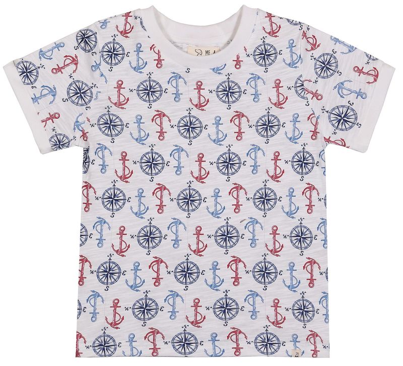 Red+White+Blue Anchors All Over Printed Tee