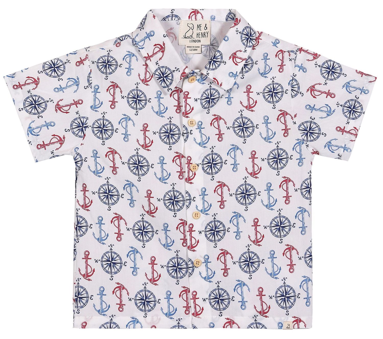 Red+White+Blue Anchors Woven Shirt
