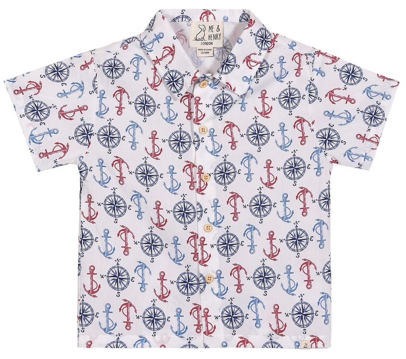 Red+White+Blue Anchors Woven Shirt