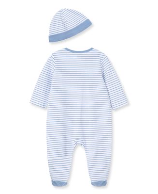 Striped Blue Elephant Footie+Hat