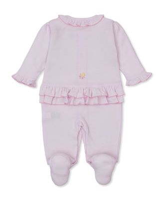 Lemon Blossoms Pink Hand Emb Footie