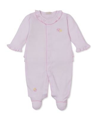 Lemon Blossoms Pink Hand Emb Footie