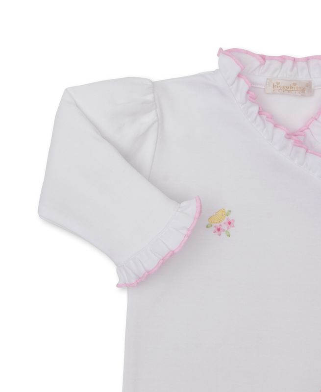 Lemon Blossoms White Hand Emb Footie