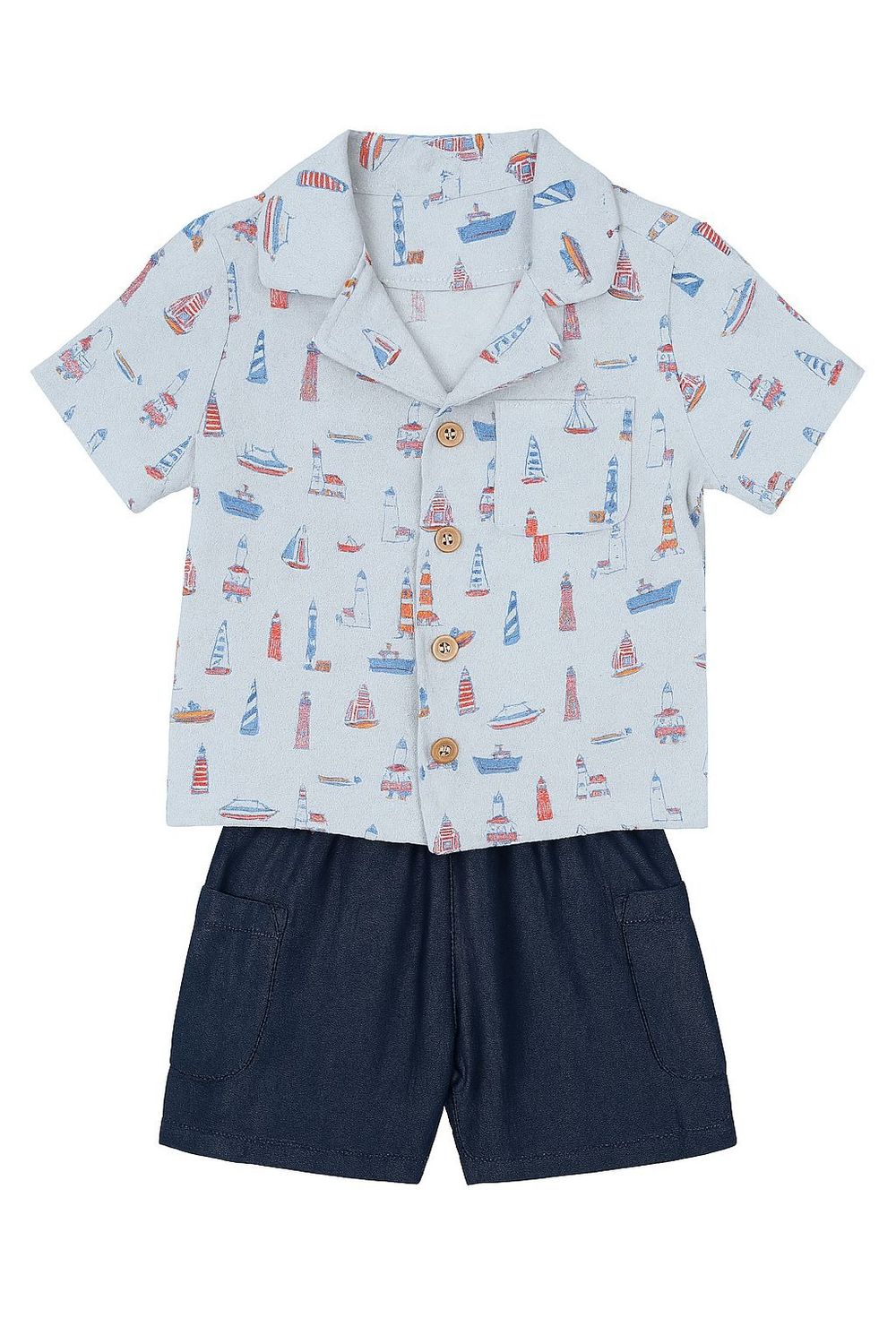 Lighthouses Reuben 2 Piece Shirt+Shorts Set, Size: 12-18M