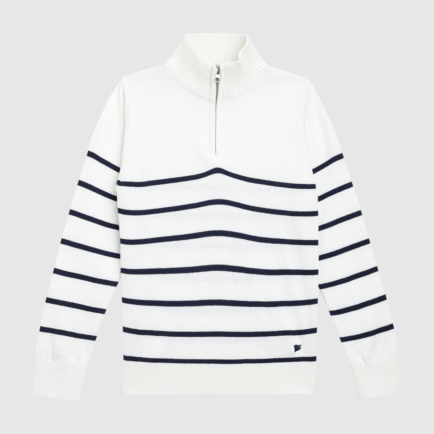 White+Navy Stripe 1/4 Zip Sweater