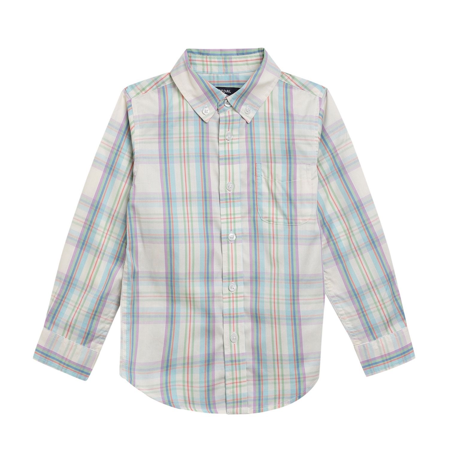 Stone Plaid Long-sleeve Button-down Shirt