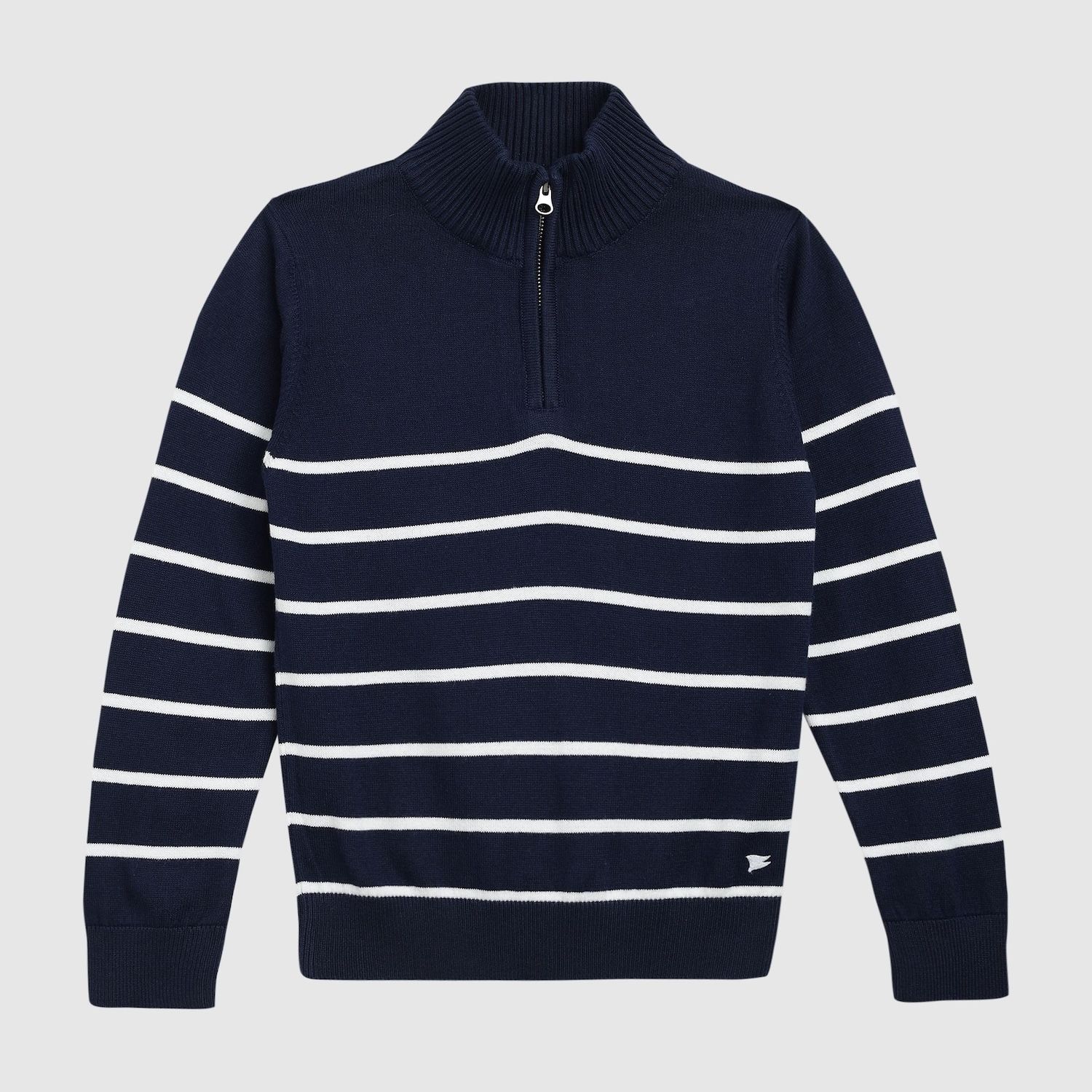 Navy+White Stripe 1/4 Zip Sweater