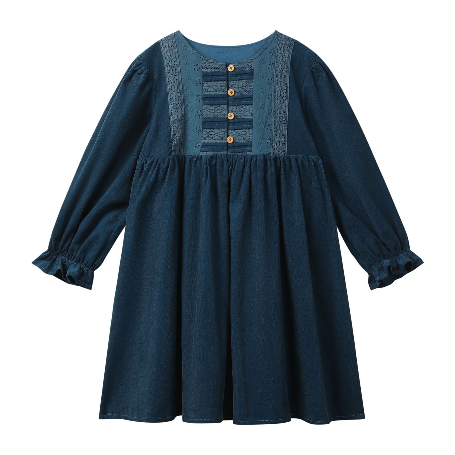 Deep Blue Buttoned Bib Dress