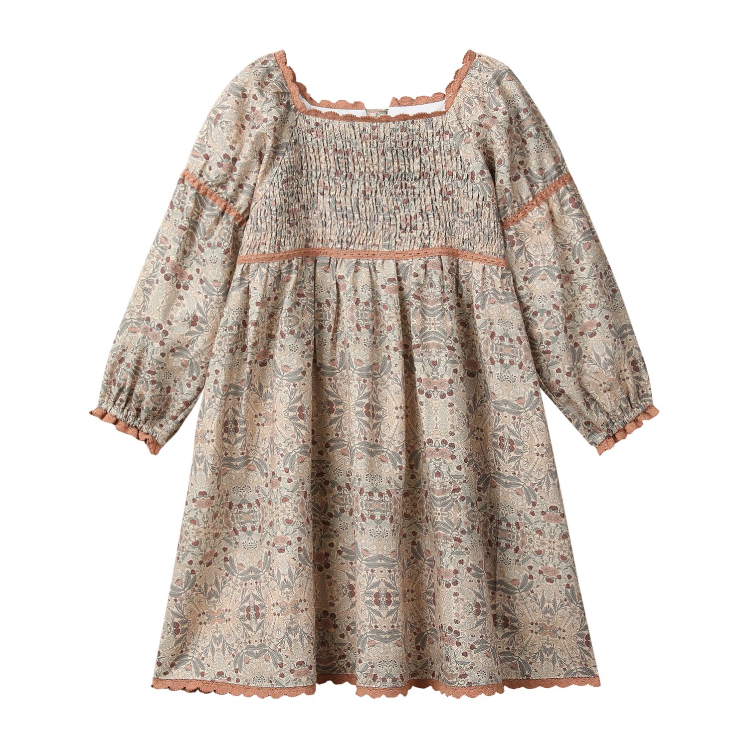 Autumn Floral Puff Sleeve Dress