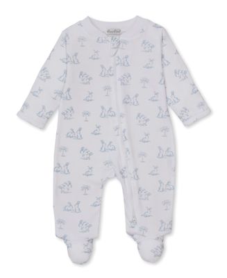 Springtime Bunny Fun Blue Print Zip Footie