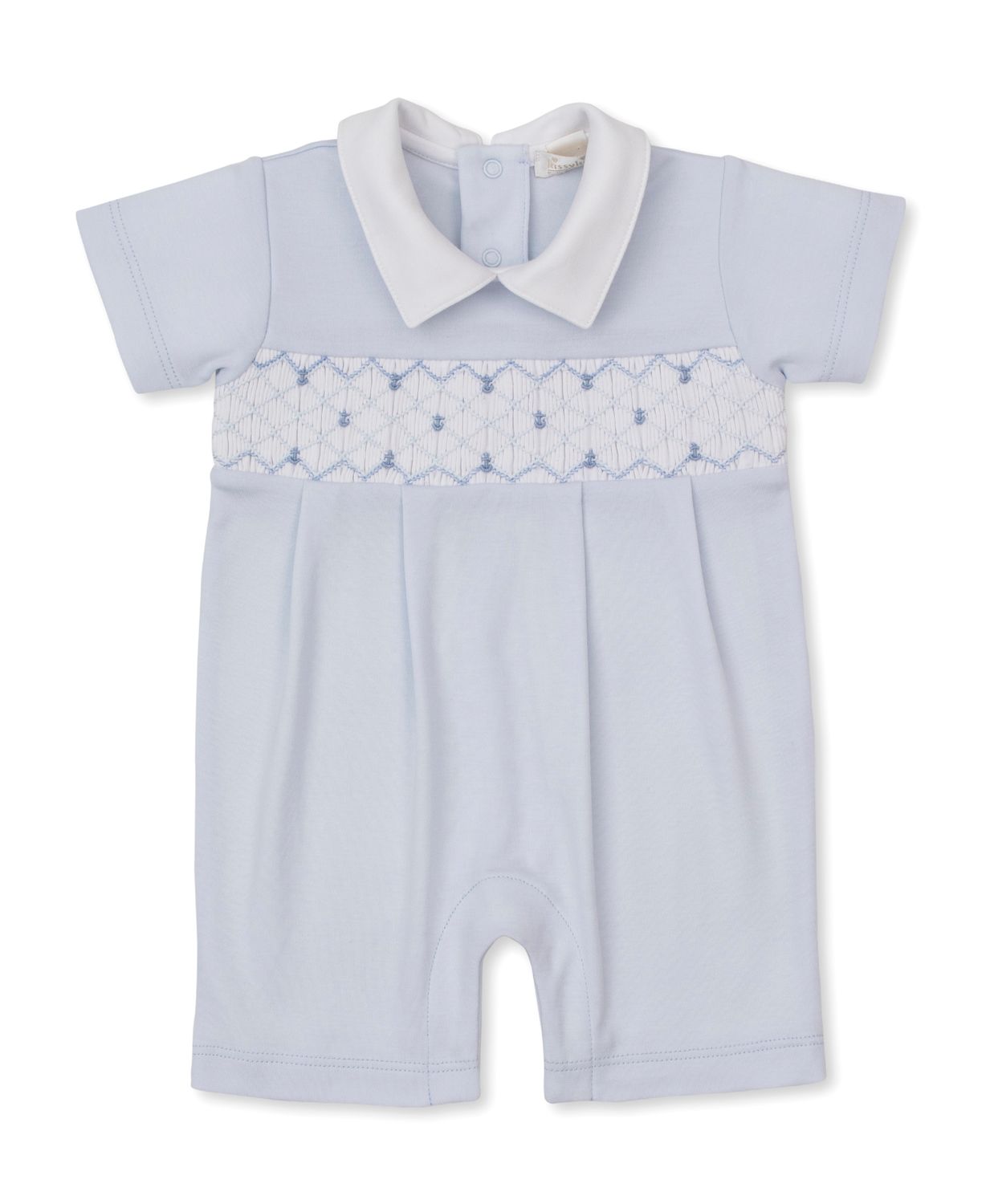 CLB Summer Anchors Hand Smocked Blue Playsuit