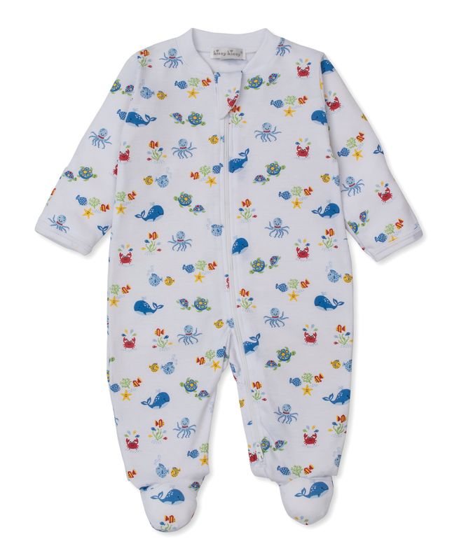 Ocean Antics Print Zip Footie
