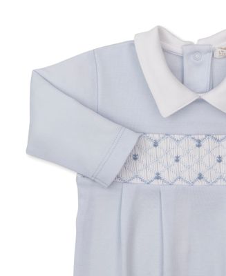 CLB Summer Anchors Hand Smocked Blue Footie