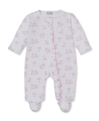 Springtime Bunny Fun Pink Print Zip Footie