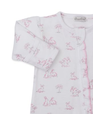 Springtime Bunny Fun Pink Print Zip Footie